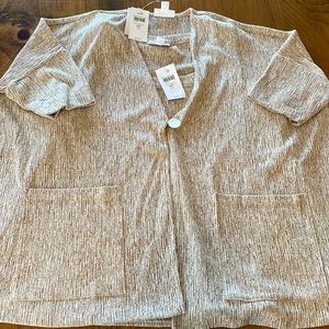Pure J Jill Cardigan Tank Sweater Set M Petite Linen Cotton Knit Curry NWT